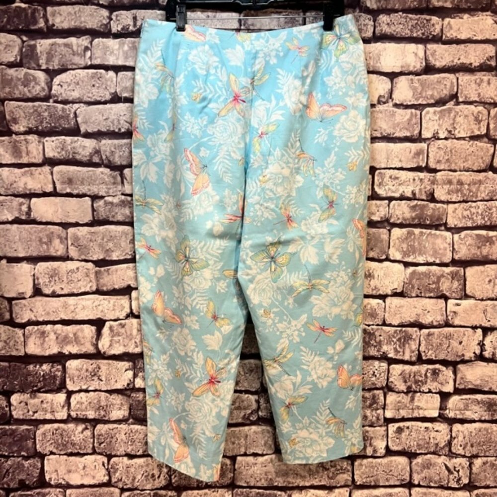 Talbots Blue, White & Yellow Crop Pants Size 16 Petite - Picture 5 of 9